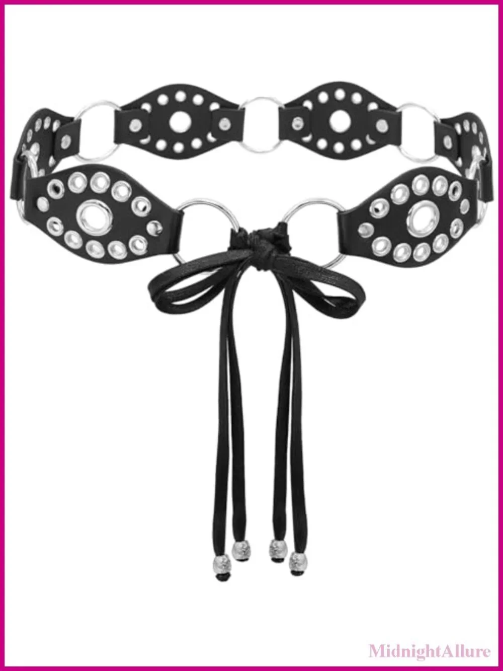 PU Leather Knotted Waist Belt Punk Rivet Ring for Dresses
